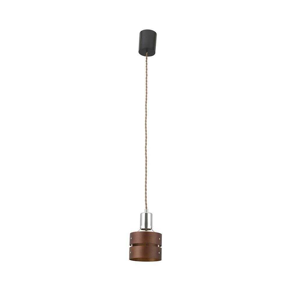 Ohm Electric Pendant Light with Wooden Shade, Brown