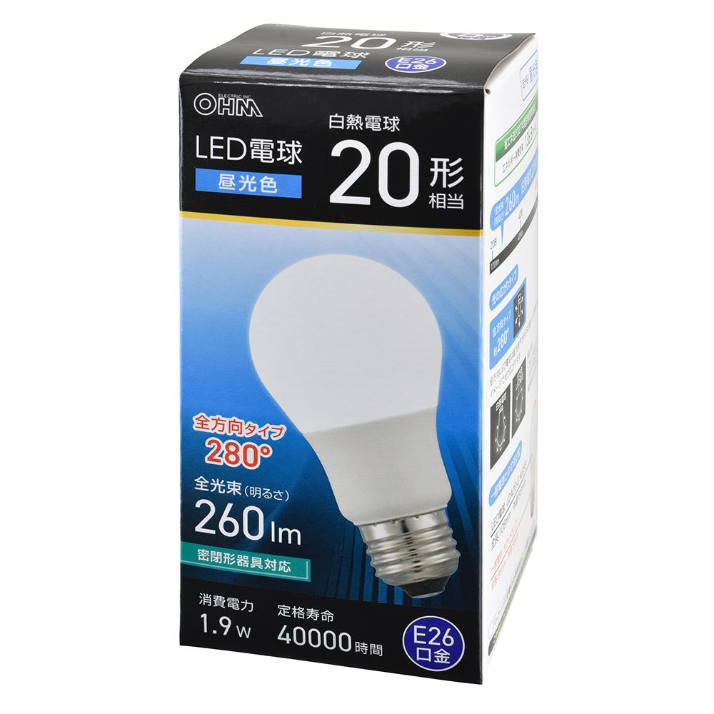 Ohm Electric LED Bulb E26 20W Equivalent Daylight White