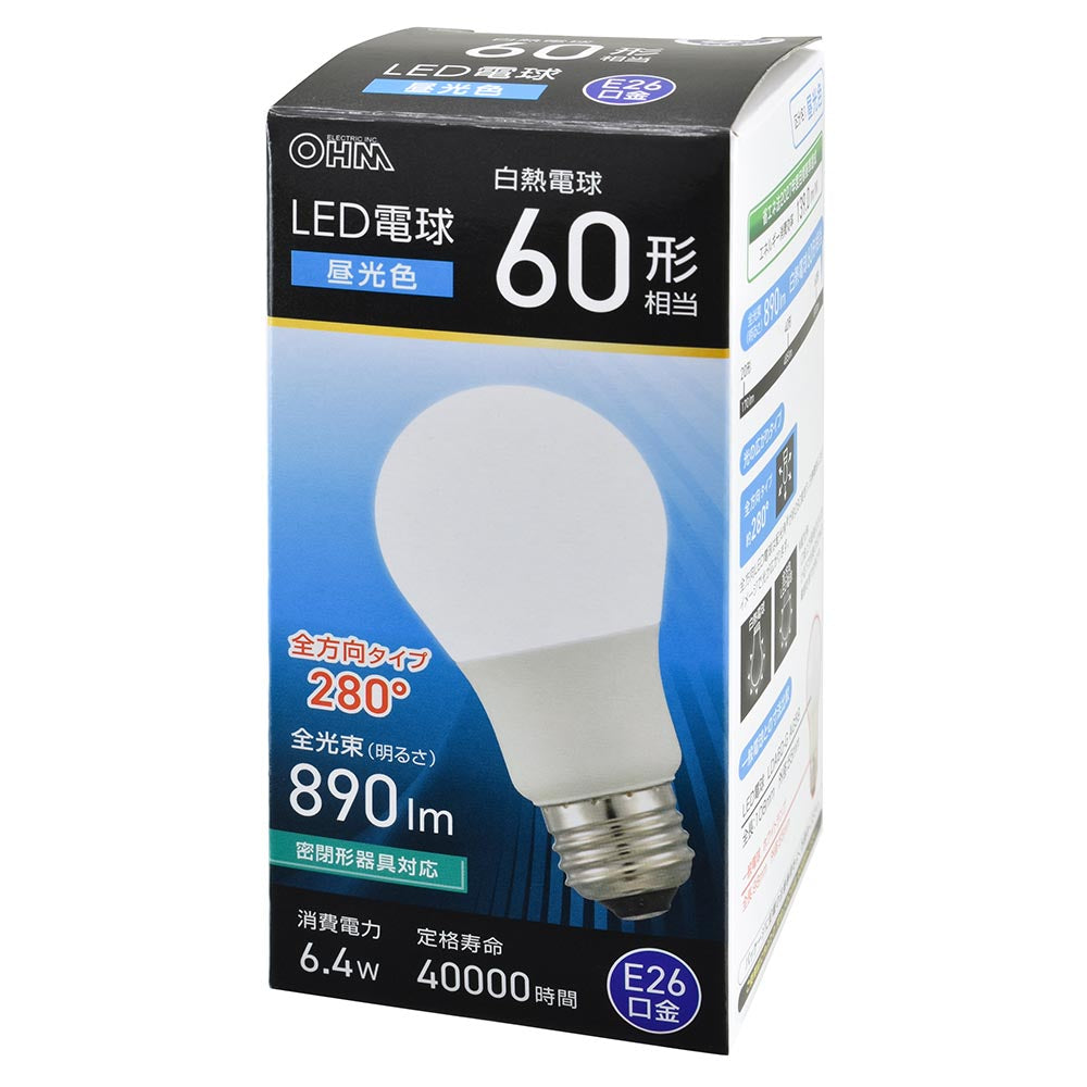Ohm Electric LED Bulb E26 60W Equivalent Daylight White