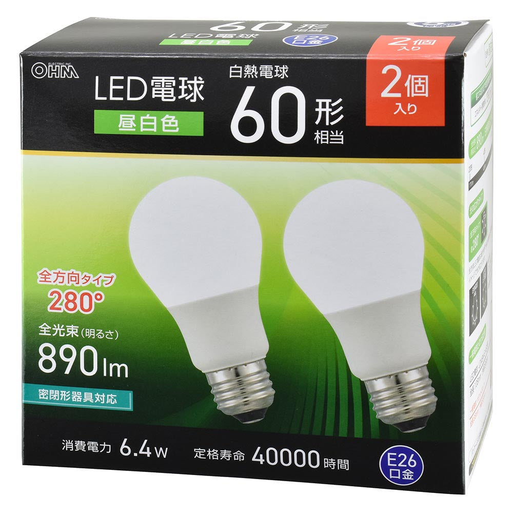 Ohm Electric LED Bulb Equivalent to 60W Daylight (2 Pack)