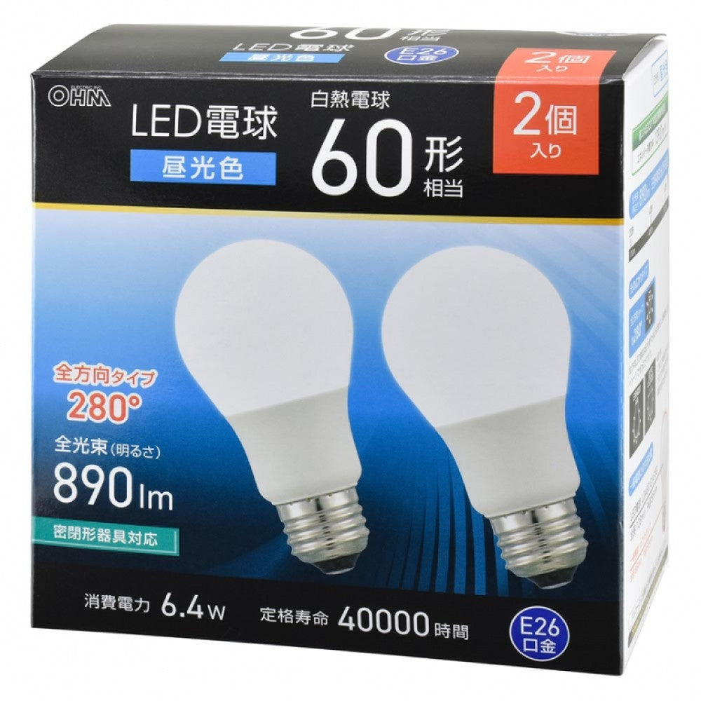 Ohm Electric LED Bulb 60W Equivalent Daylight White 2-Pack