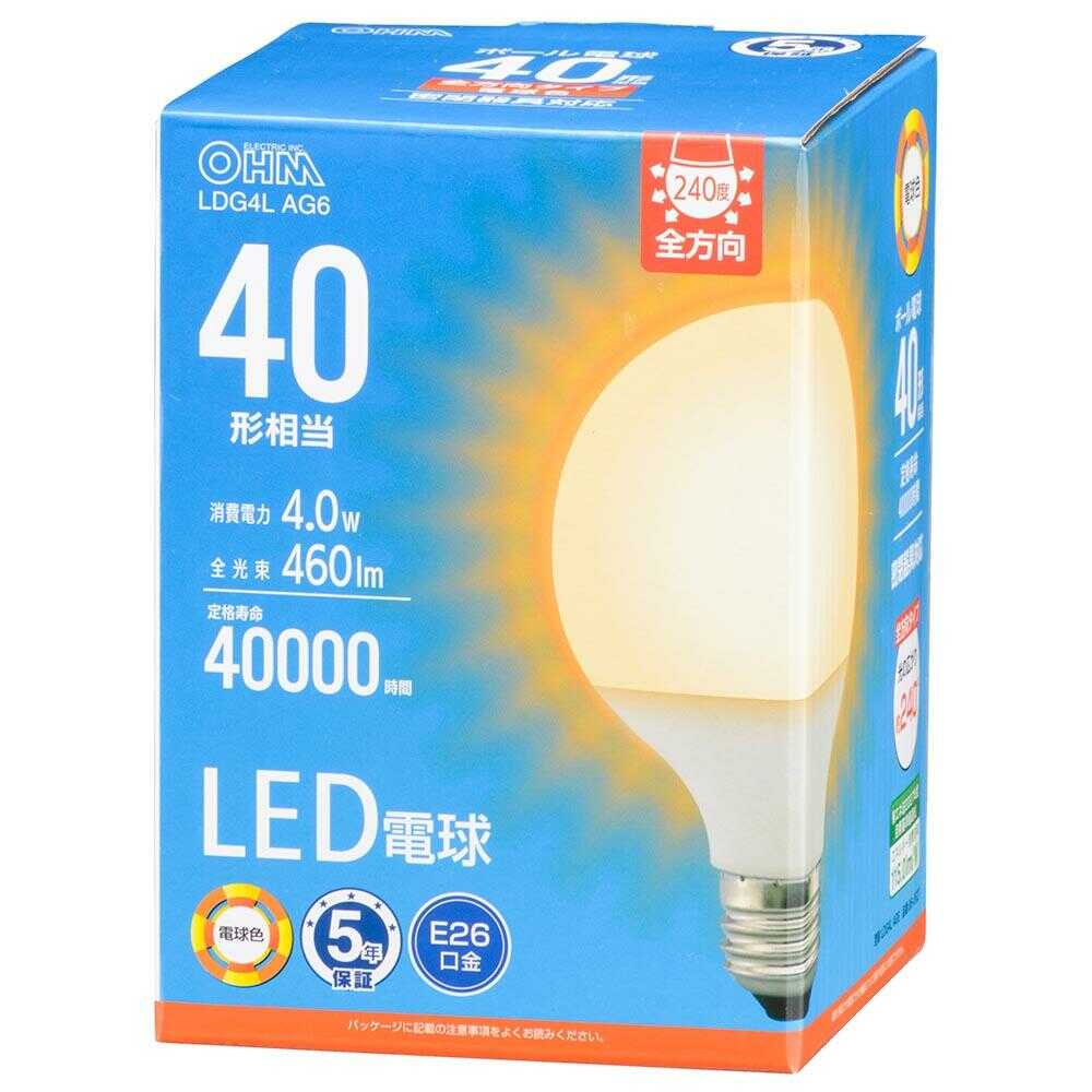 Ohm Electric LED Bulb Ball Shape E26 Equivalent to 40W
