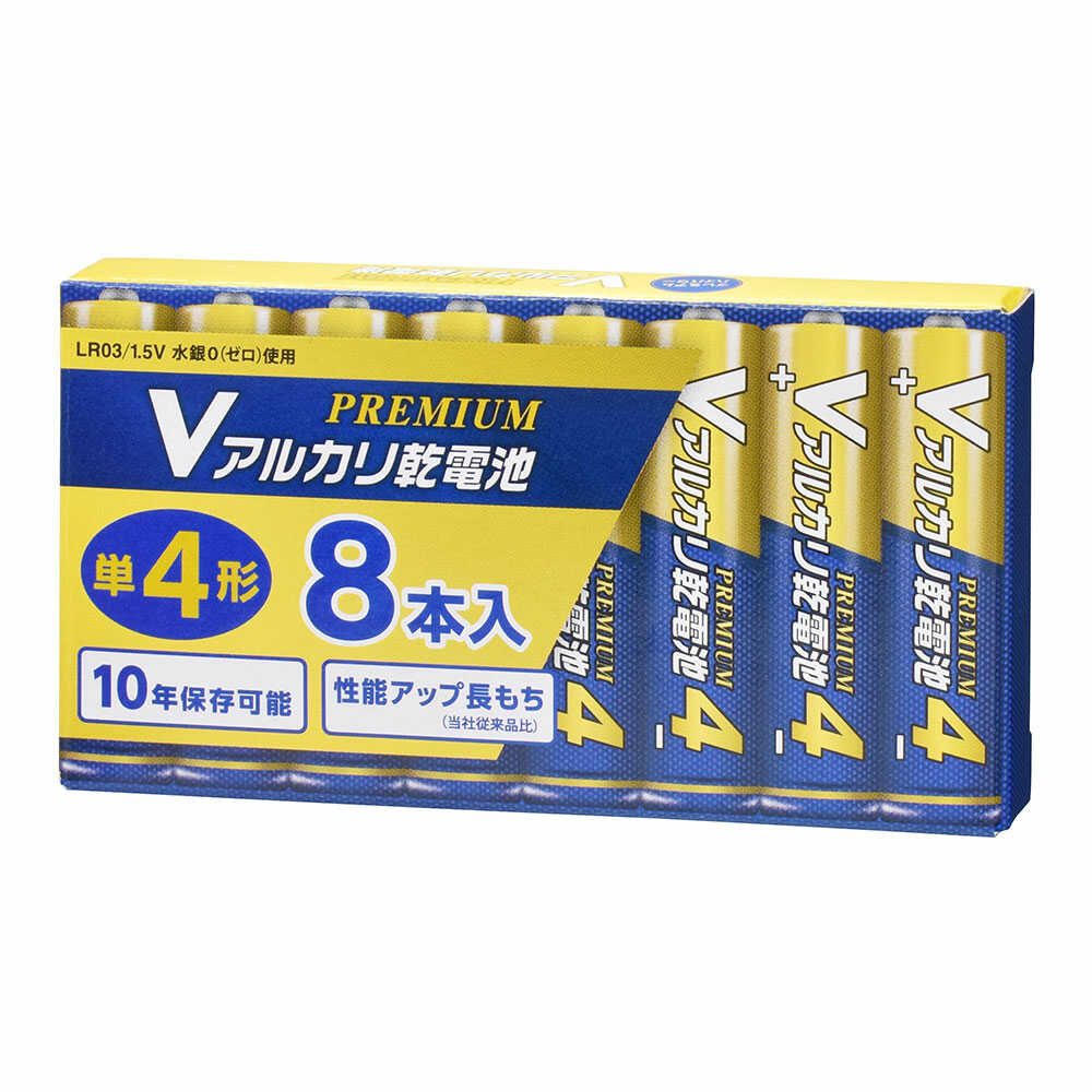 Ohm Electric V Alkaline Battery Premium Type AAA LR03PN8P 8-Pack
