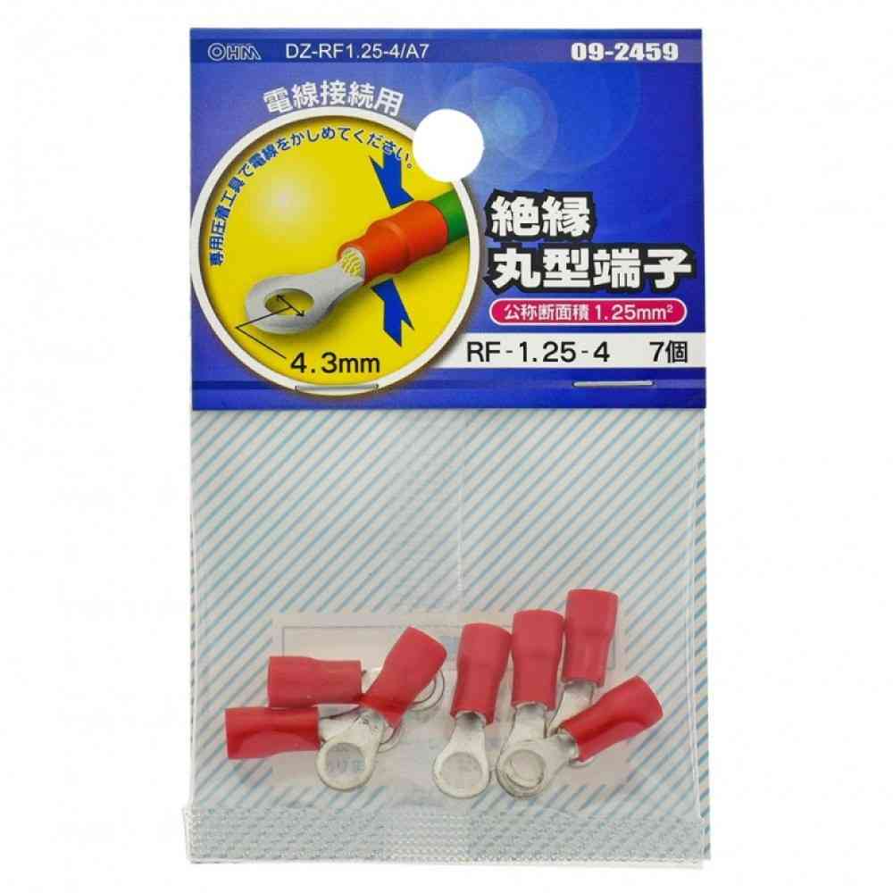 Ohm Electric Insulated Round Terminal RF-1.25-4 DZ-RF1.25-4/A7 (7 pieces)