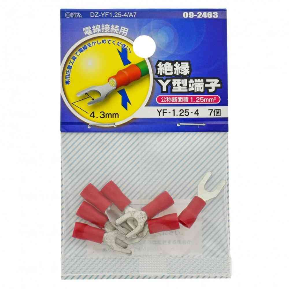Ohm Electric Insulated Y Terminal YF-1.25-4 DZ-YF1.25-4/A7 (7 pieces)