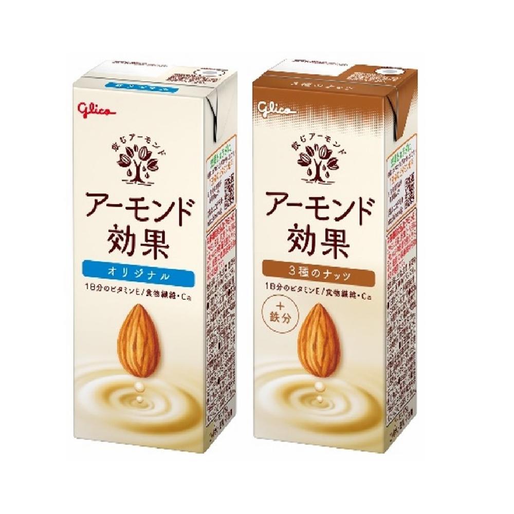 Glico Almond Effect Original 200ml [12-Pack] + 3 Nut Mix 200ml [12-Pack]