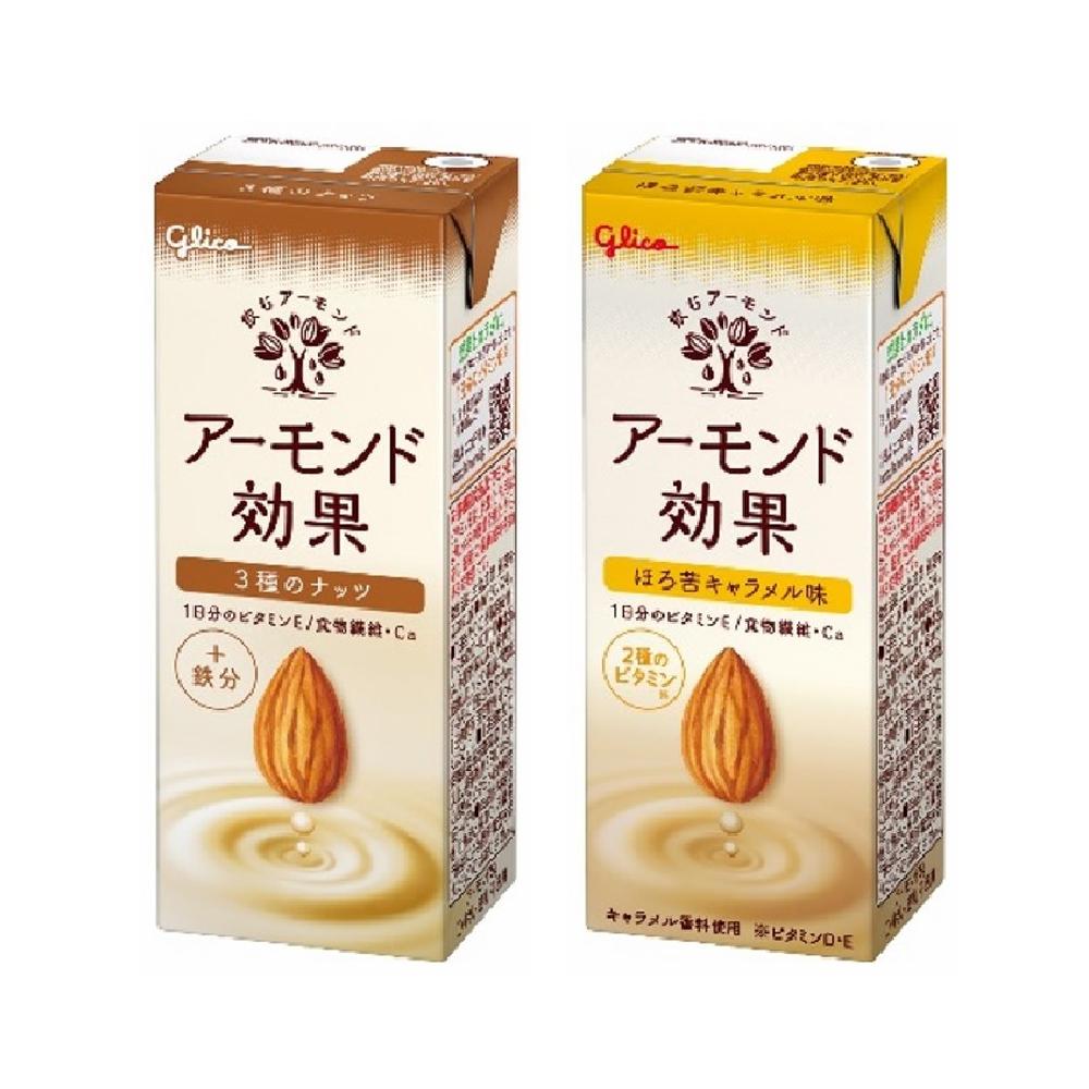 Glico Almond Effect Bitter Caramel Flavor 200ml [12 Bottles Set] + 3 Nut Blend 200ml [12 Bottles Set]