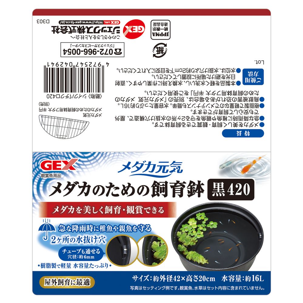 GEX Medaka Genki Breeding Pot Black 420