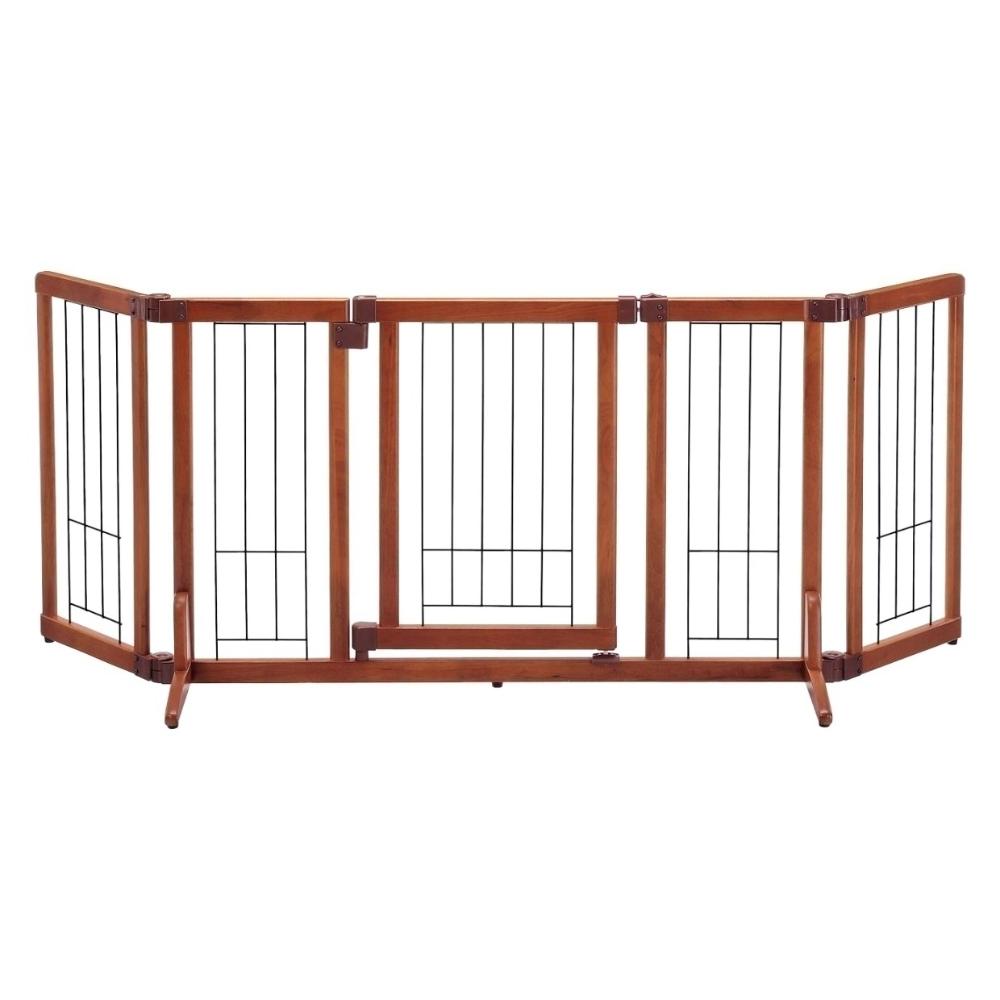 Wooden Pet Gate with Door M Brown