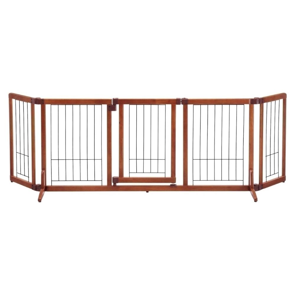 Wooden Pet Gate with Door L Brown