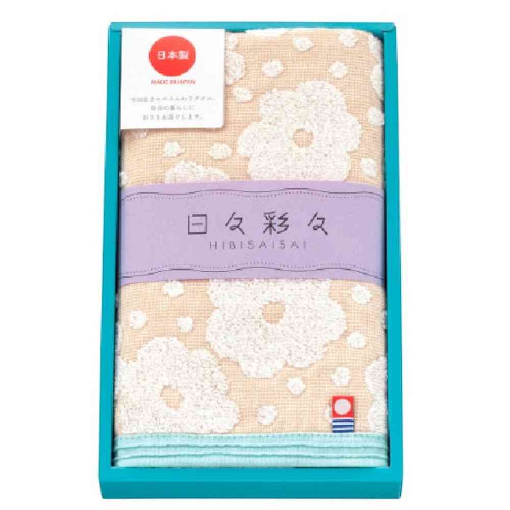 Nissen Shoko Hibi Irodori Hirahira Face Towel Beige Boxed 1 Piece