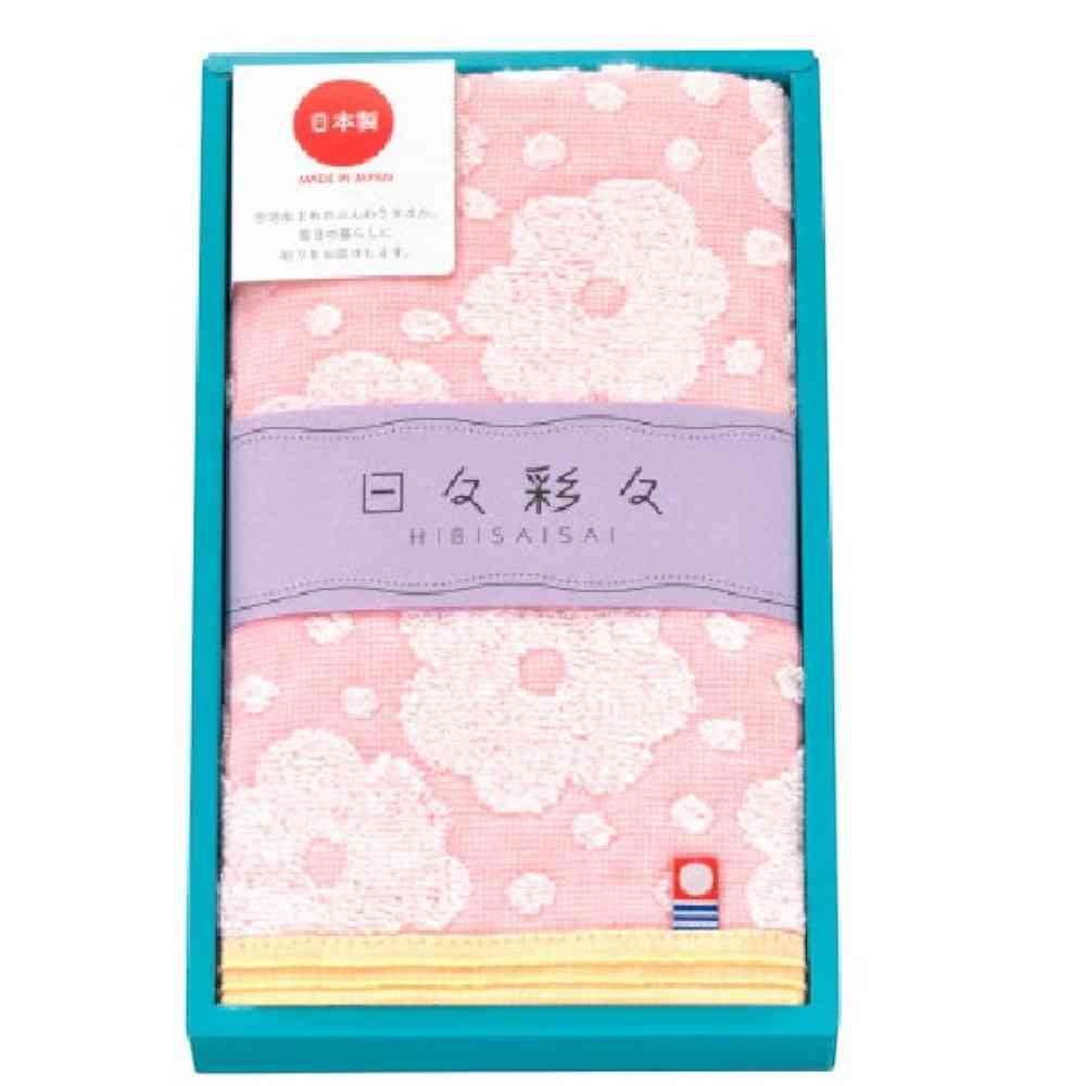 Nissen Shoko Hibi Irodori Hirahira Face Towel Pink Boxed 1 Piece