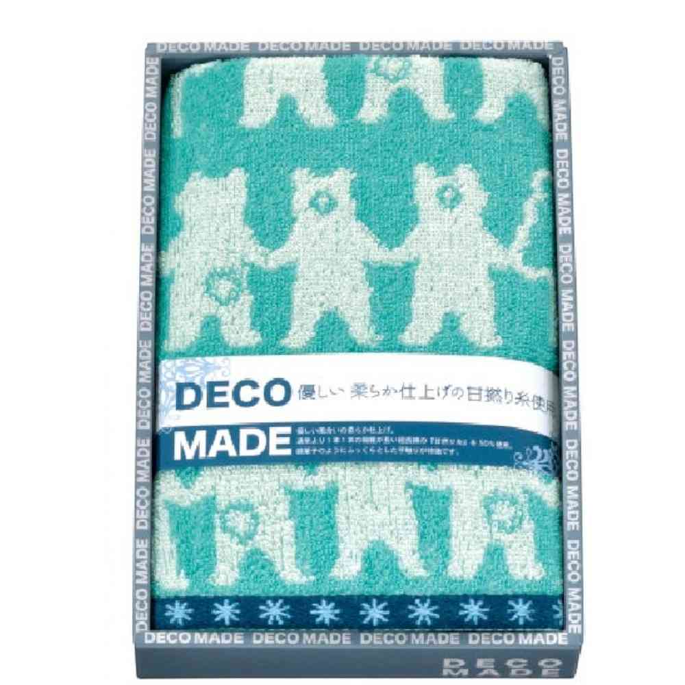 Nissen Shoko DECO MADE Wood Bear Face Towel Blue - Boxed (1 Piece)