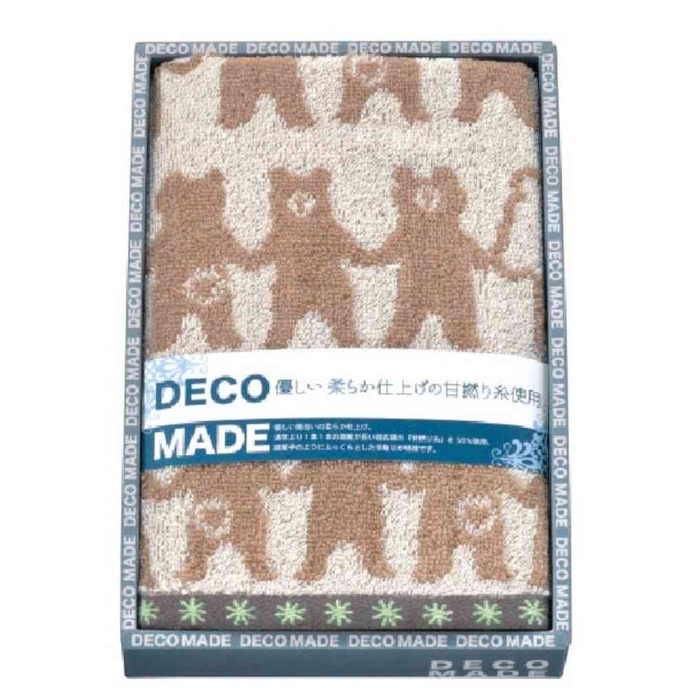 Nissen Shoko DECO MADE Wood Bear Face Towel Brown - Boxed (1 Piece)