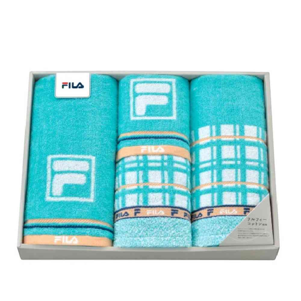 Nissen Shoko FILA Laguna Long Towel & Face Towel Set - Boxed (2 Long Towels & 2 Face Towels)