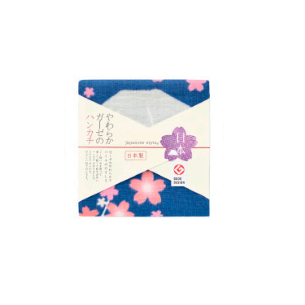 Nissen Shoko Japanese Style Cherry Blossom and Mt. Fuji Handkerchief (1 Piece)