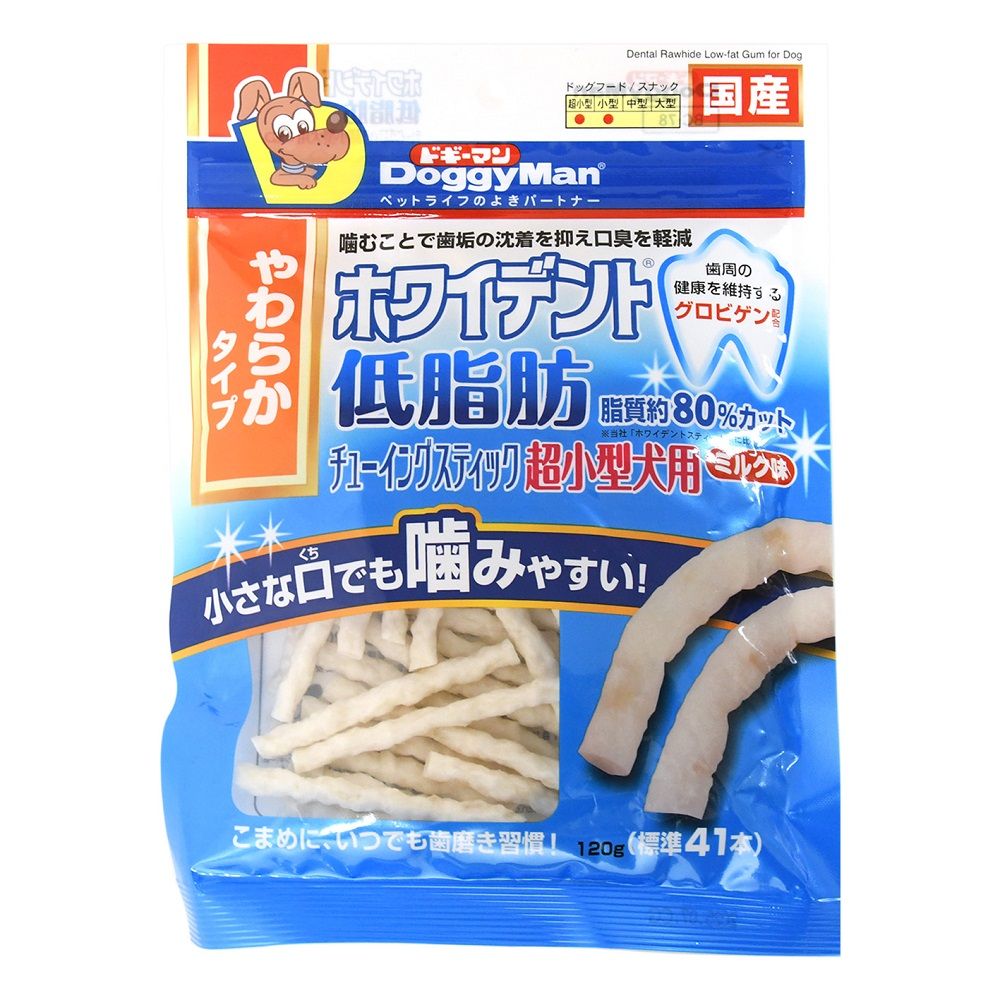 Doggy Man Whydent Low-Fat Chewing Sticks for Toy Dogs Milk Flavor 120g