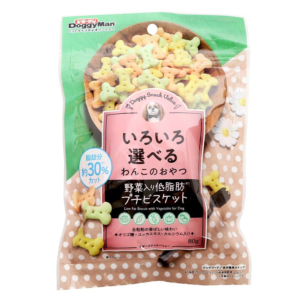 Doggy Man Doggy Snack Value Vegetable-Infused Low-Fat Mini Biscuits 80g