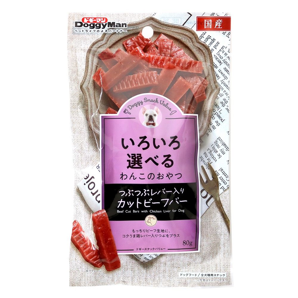 Doggy Man Doggy Snack Value Beef Bar with Chopped Liver 80g