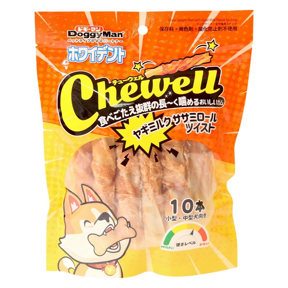 Doggy Man Whydent Chewell Goat Milk Chicken Roll Twist 10 pieces
