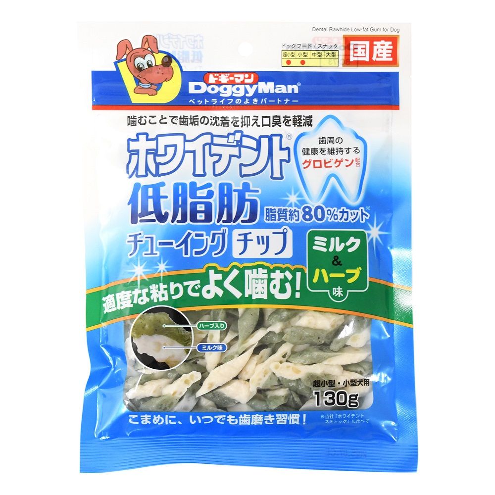 Dogyman Whydent Low-Fat Chewing Chips Milk & Herb Flavor 130g