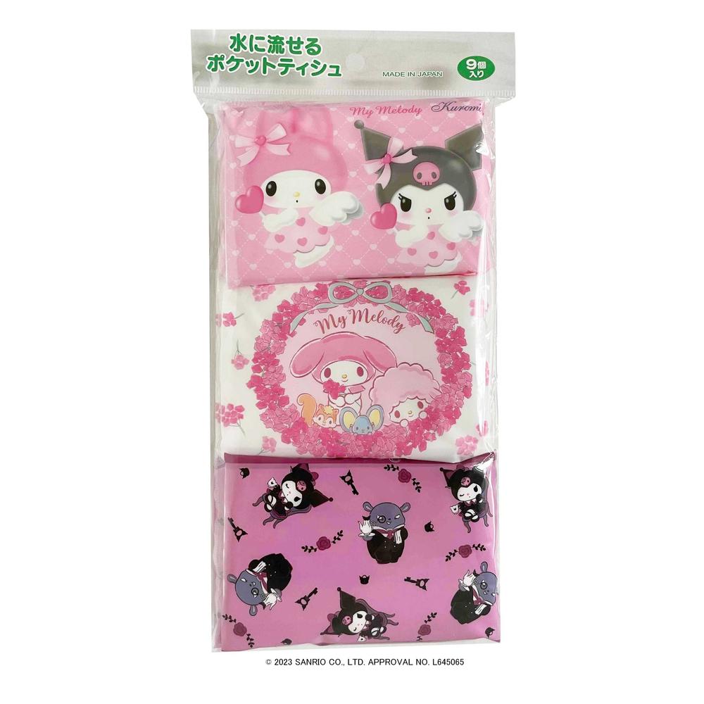 Hayashi Trading Pocket Tissue My Melody & Kuromi 16 Sheets (8 Packs) x 9