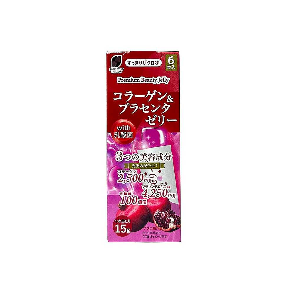 SUNSTYLE PREMIUM Collagen & Placenta Jelly with Lactic Acid Bacteria Pomegranate Flavor 6 Pieces