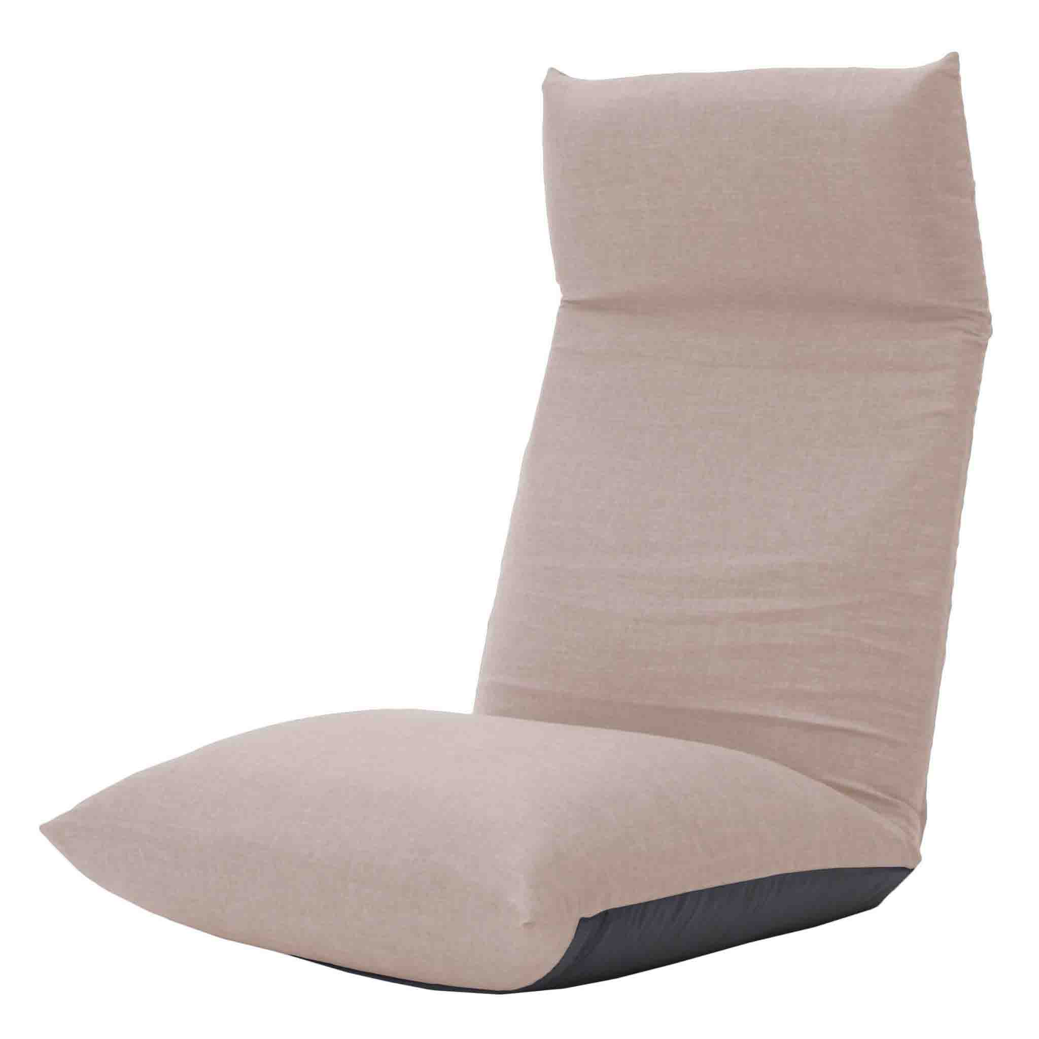Japanese-made Head Reclining P Coil Floor Chair NECK Darian Beige