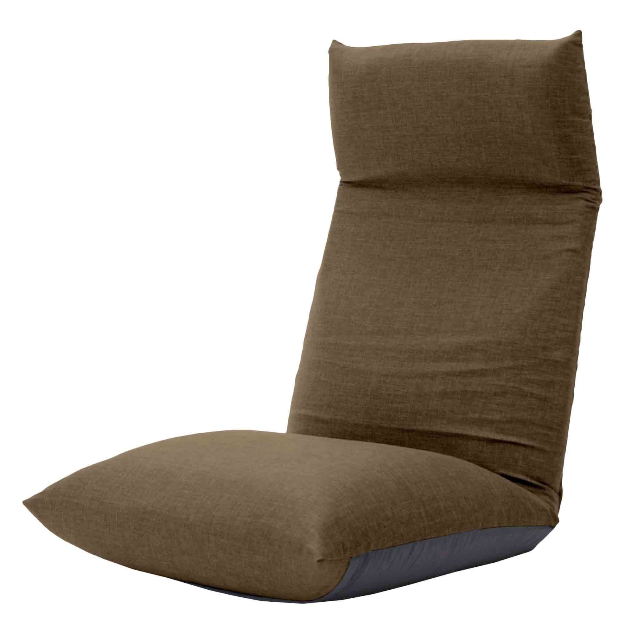 Japanese-made Head Reclining P Coil Floor Chair NECK Darian Brown