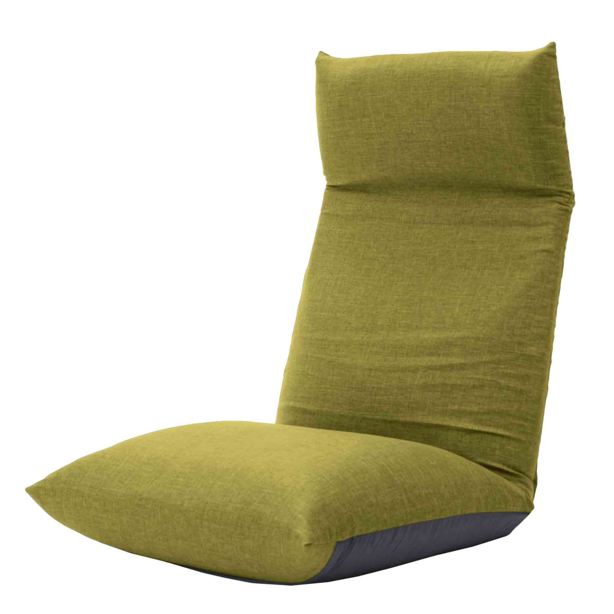 Japanese-made Head Reclining P Coil Floor Chair NECK Darian Green