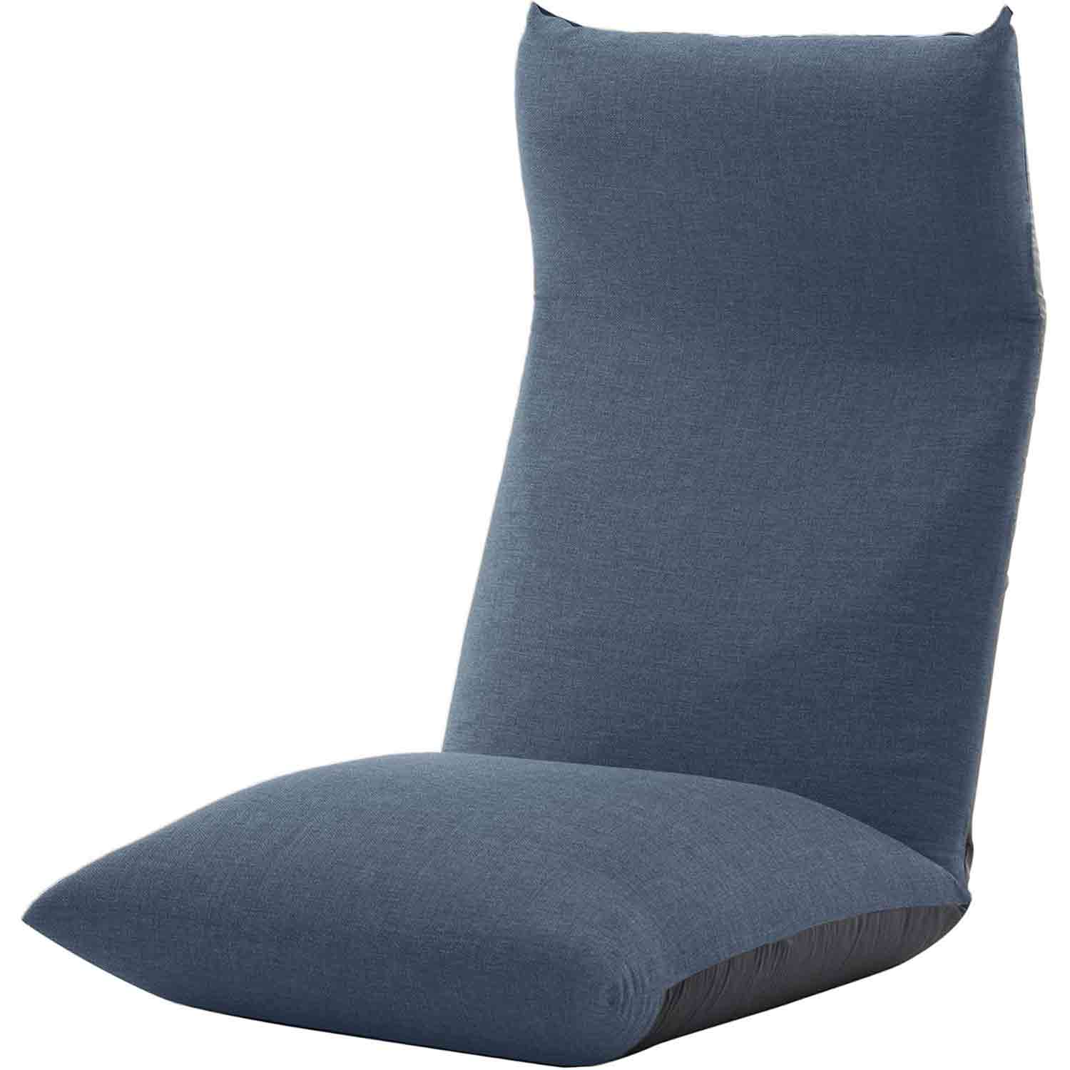 Japanese-made Head Reclining P Coil Floor Chair NECK Denim Indigo Blue