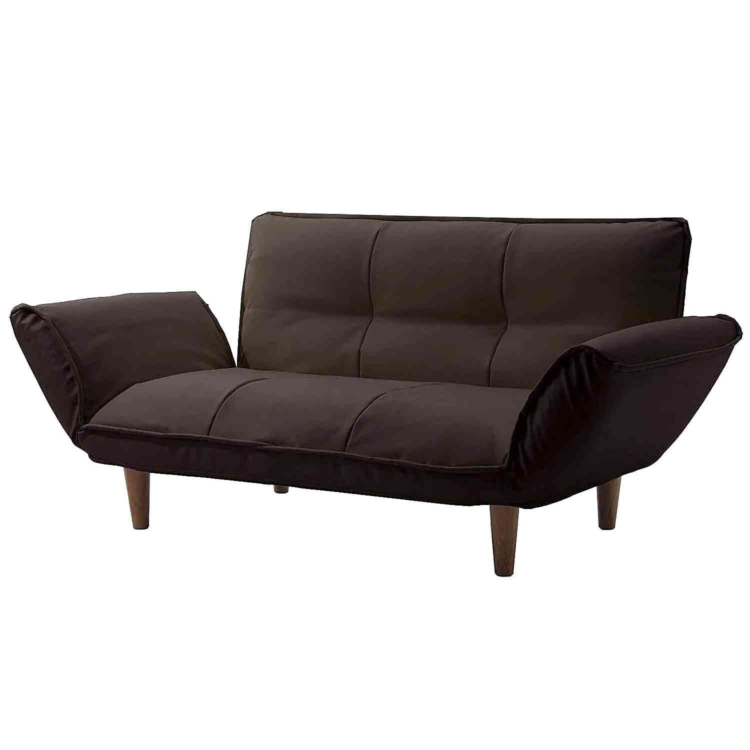 Japanese-made Couch Sofa for Two KAN PVC Brown