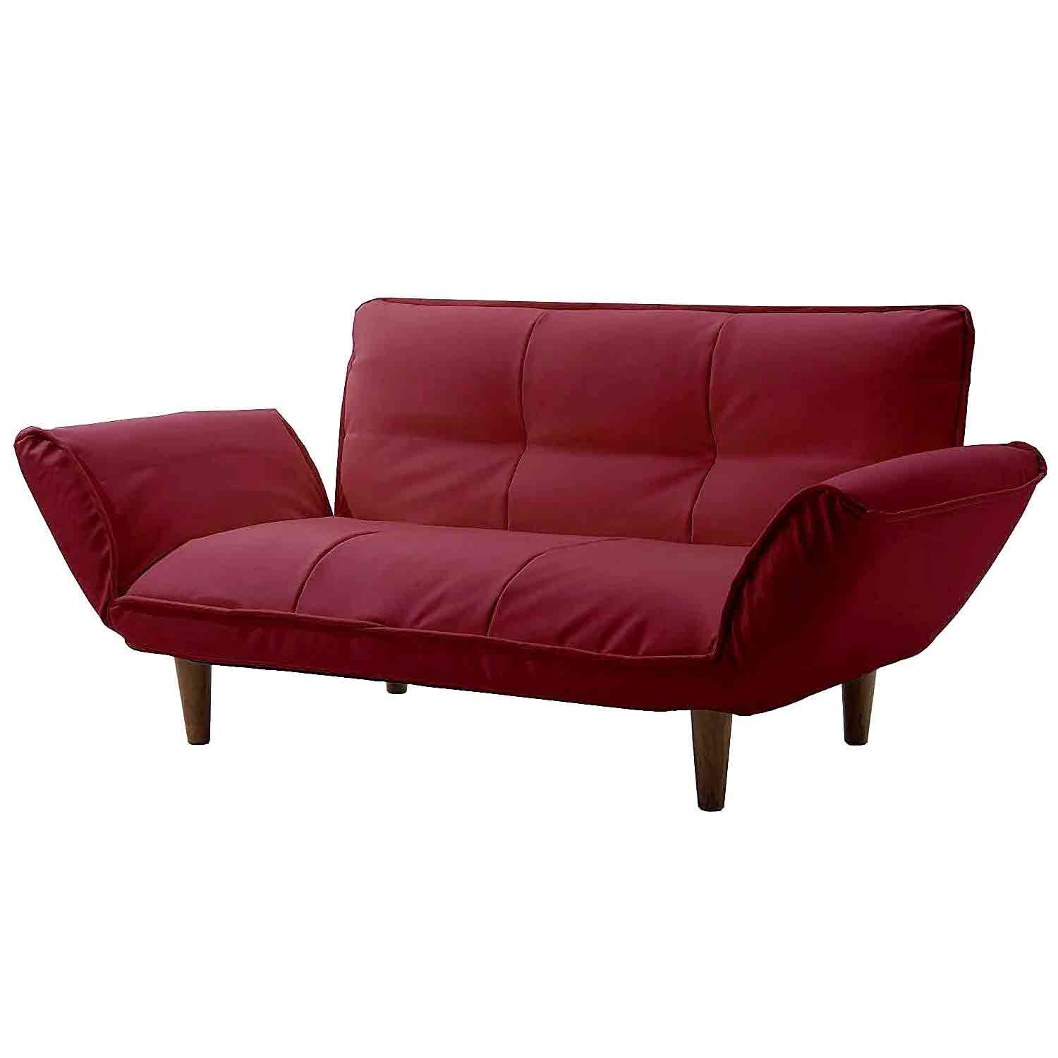 Japanese-made Couch Sofa for Two KAN PVC Red