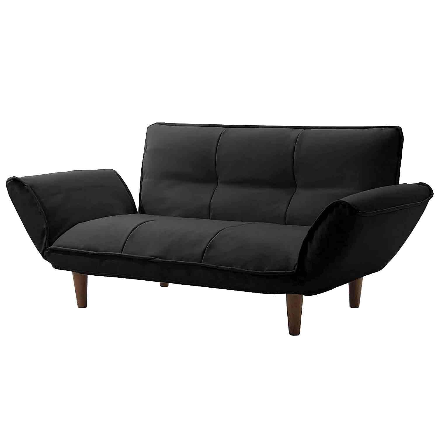 Japanese-made Couch Sofa for Two KAN PVC Black