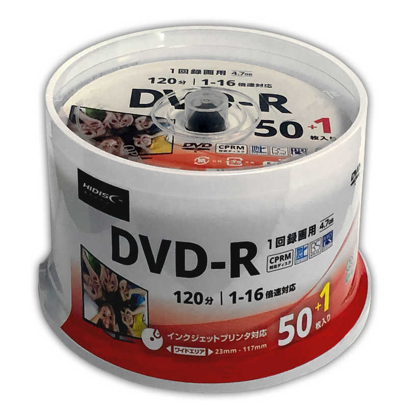 HIDISC DVD-R 16x Speed 51-Pack 4.7GB White