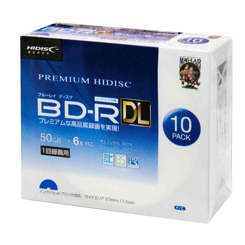 HIDISC Blu-ray Disc BD-R DL 50GB One-Time Recording 10-Pack