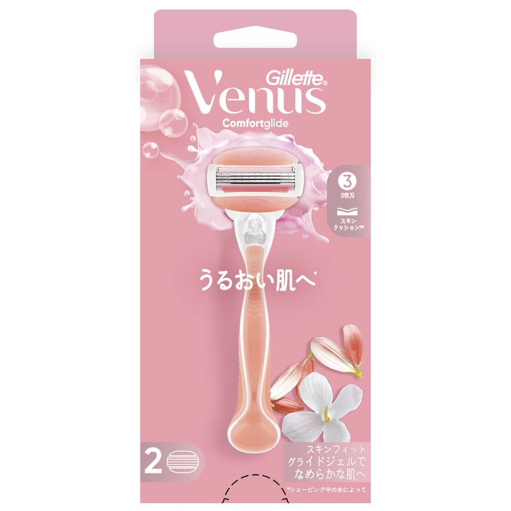 Gillette Venus ComfortGlide Moisture Razor with White Tea Scent for Women (Handle + 2 Refill Blades)