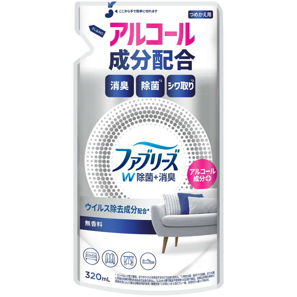 P&G Febreze W Deodorizing + Disinfecting Spray for Fabrics Unscented Alcohol-Based Refill 320ml