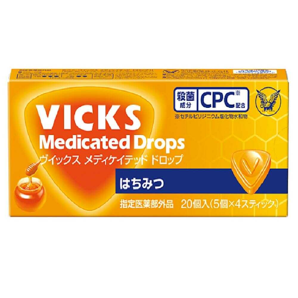 Taisho Pharmaceutical VICKS Medicated Drops Honey Flavor (20 Pieces) (Designated Quasi-Drug)