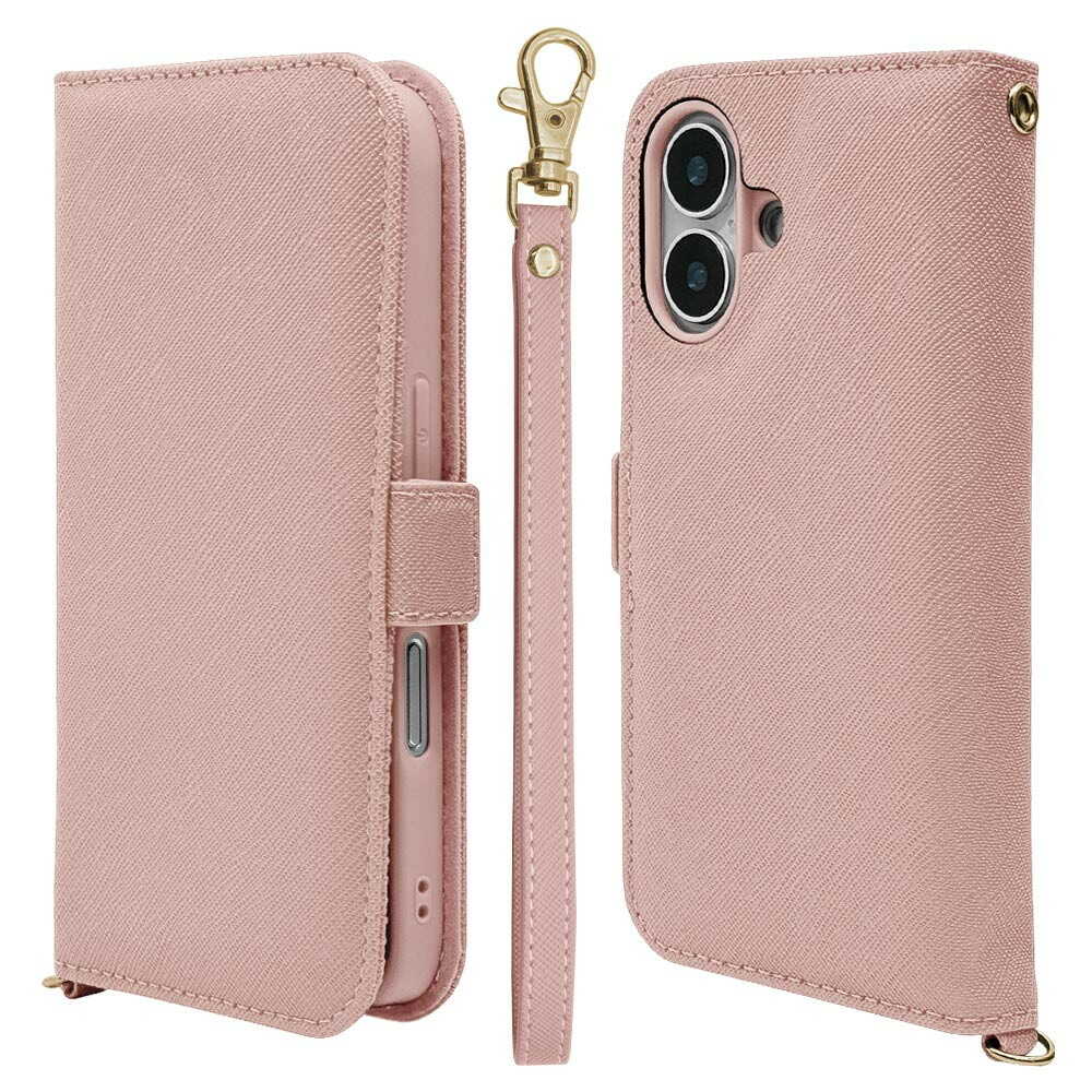 Telephone Lease iPhone 16 Wallet Case with Strap Light Pink 8090IP461BHSLPK