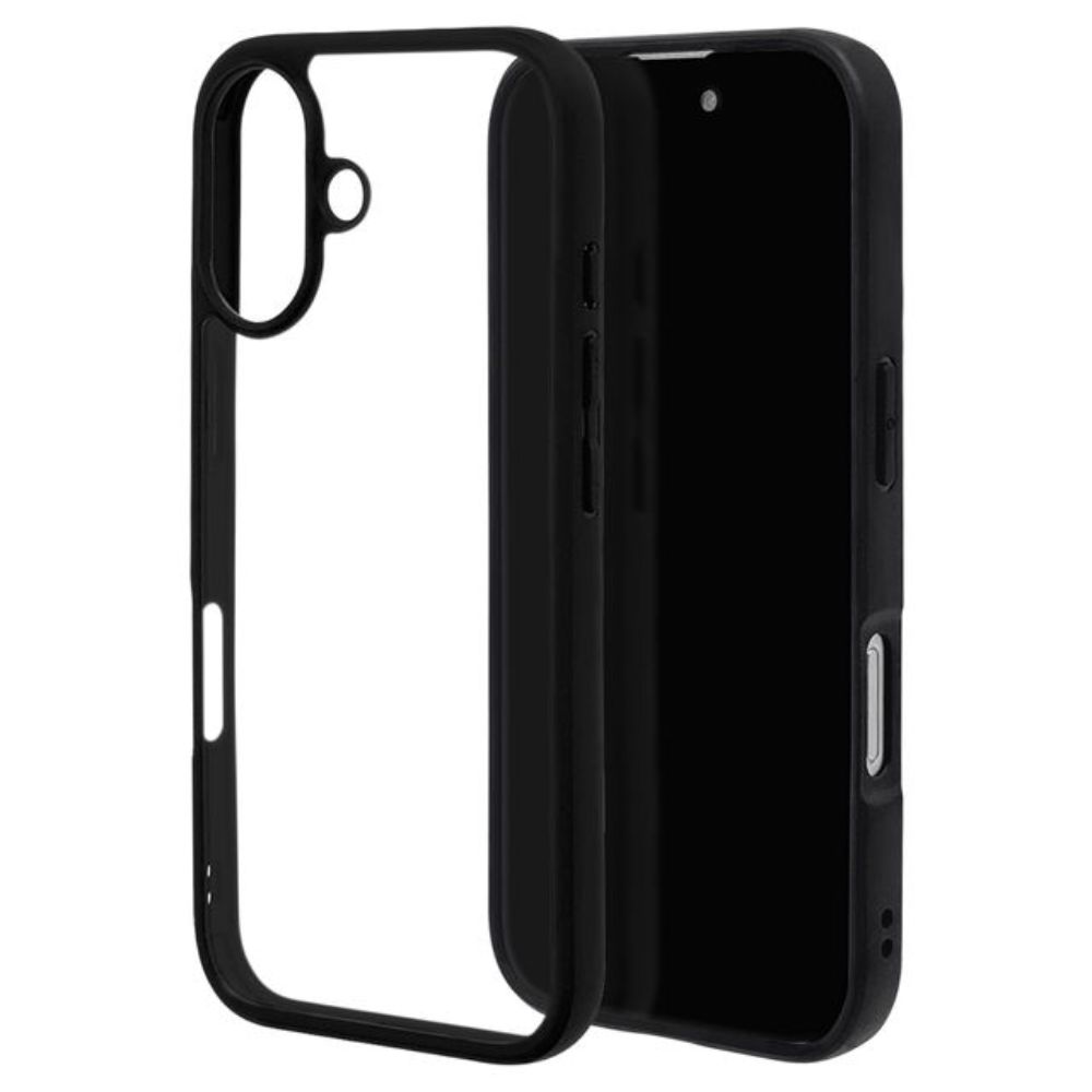 Telehone Lease iPhone 16 Case Cover RhinoX Shock Absorption MIL Standard Clear Black x Clear