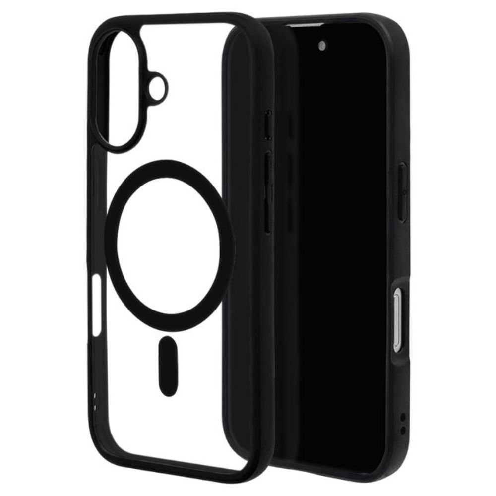 Telehone Lease iPhone 16 Case Cover MagSafe Compatible Black x Clear