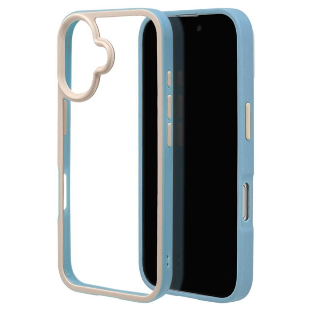 Telephone Lease iPhone 16 Case Cover Bicolor Clear Back Light Blue