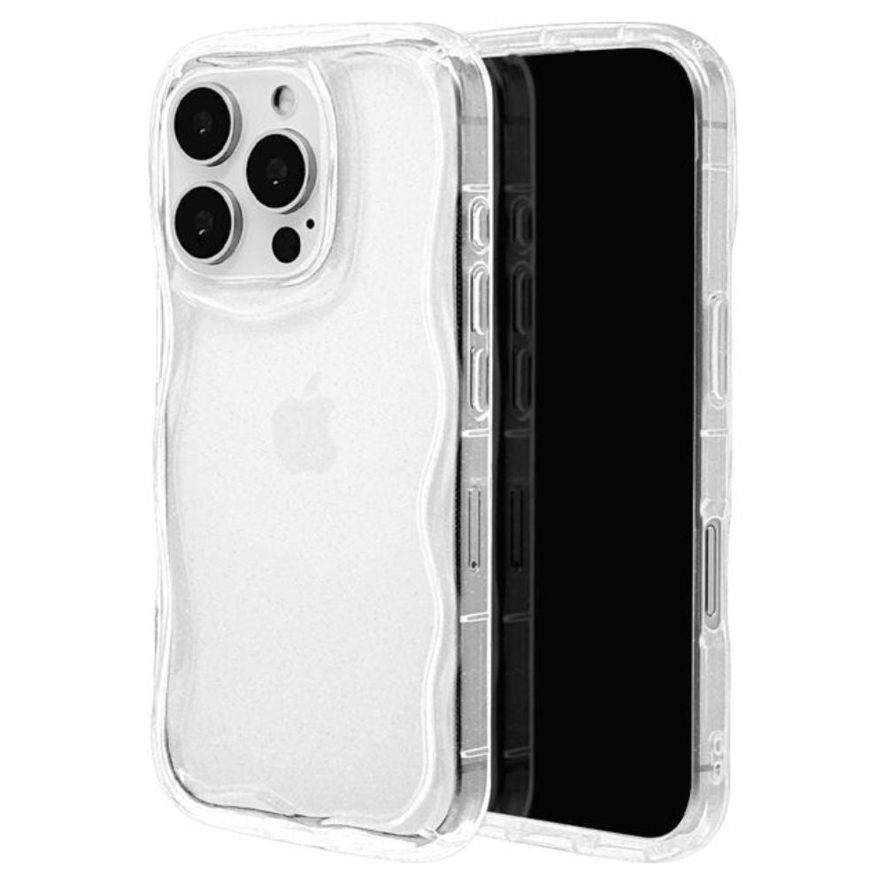 Telehone Lease iPhone 16 Pro Soft Case TPU Clear Glitter Wave