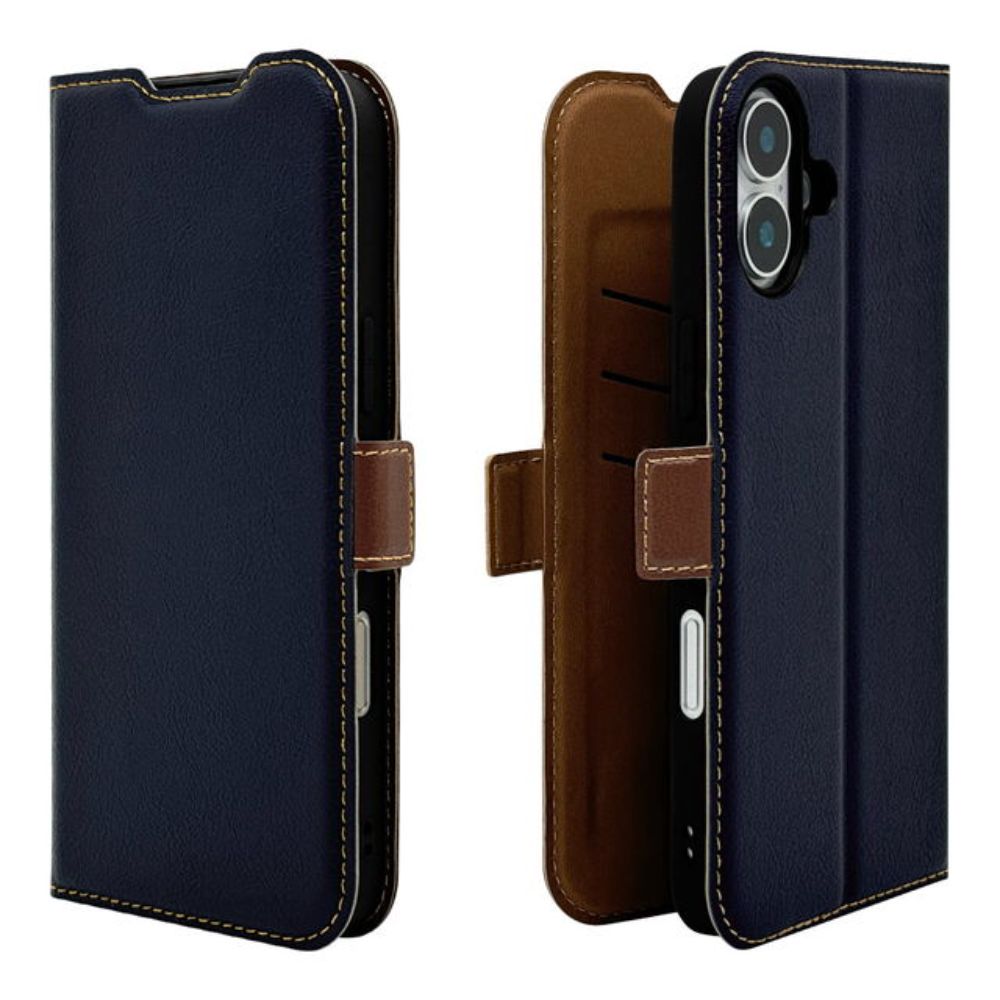 Telehone Lease iPhone 16 Plus Slim Wallet Case Navy x Brown