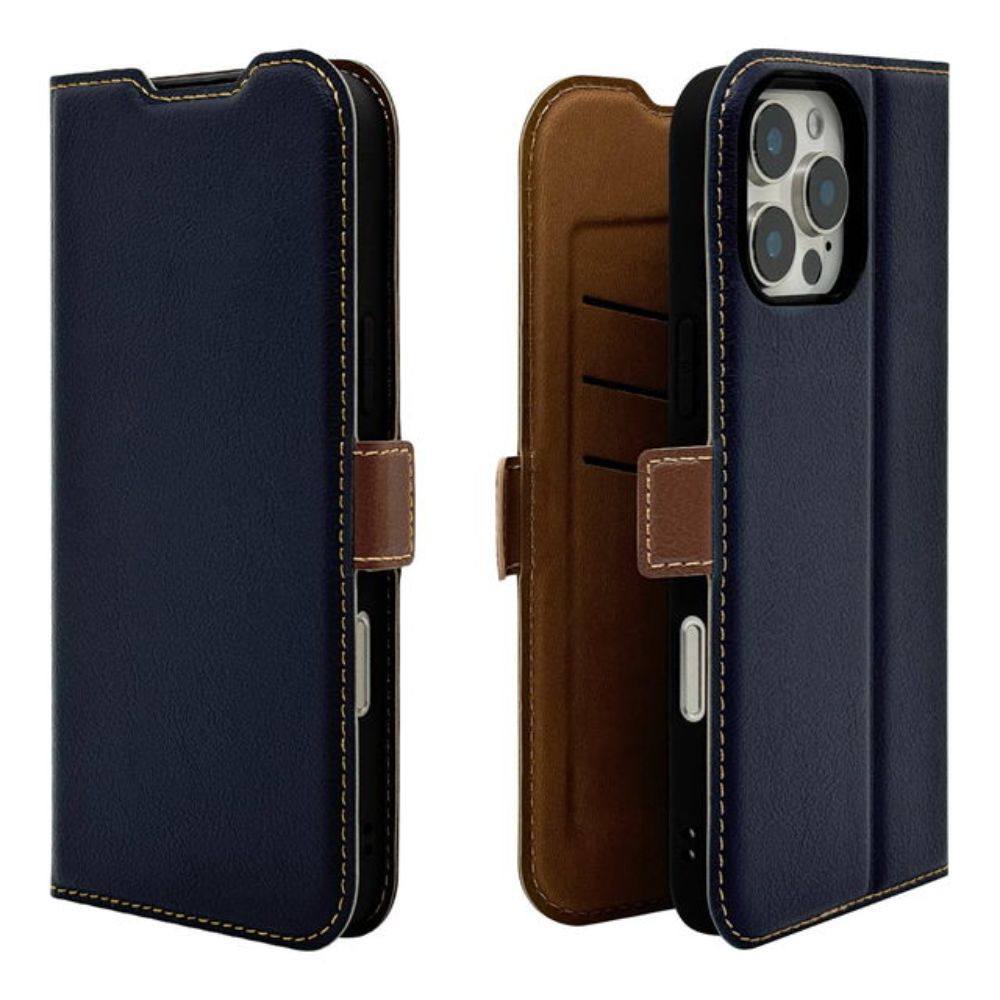 Telehone Lease iPhone 16 Pro Max Slim Wallet Case Navy x Brown