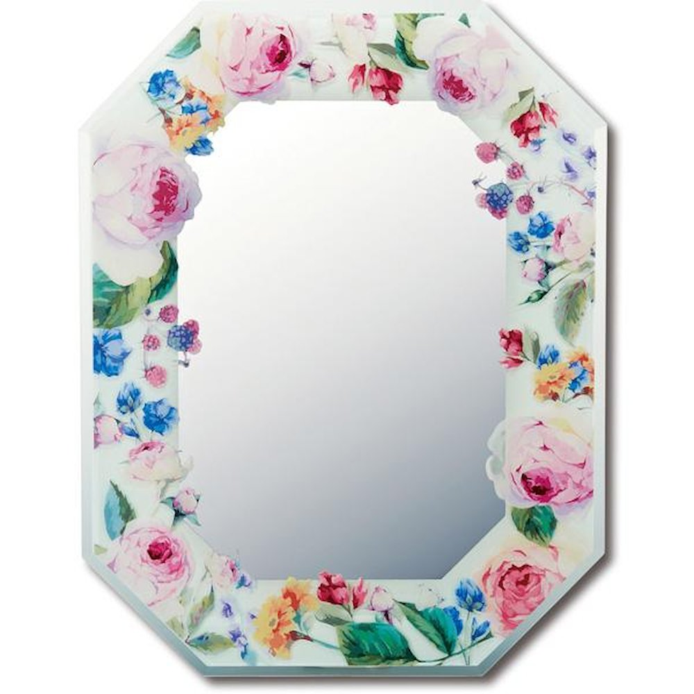 Octagonal Mirror 'Pink Rose'