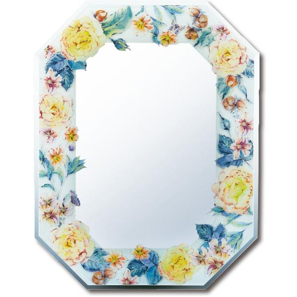 Octagonal Mirror 'Yellow Rose'