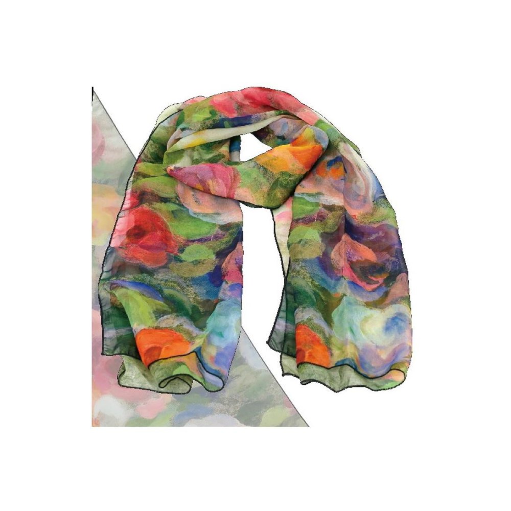 Stole Silvia Vasileva Flowers on Moss Green AB-01703