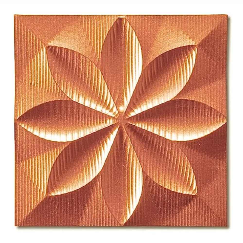 Pladek Wall Art 'Floral' Metal Orange